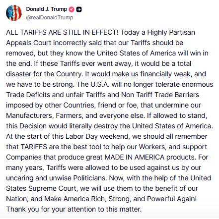Trump's post on Truth Social 